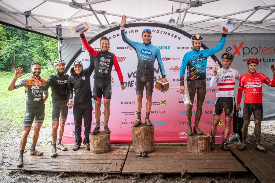 Austria - Dornbirn, 30.08.20 Mountainbike Liga. Ceremony: Filippo Colombo (silver medal)