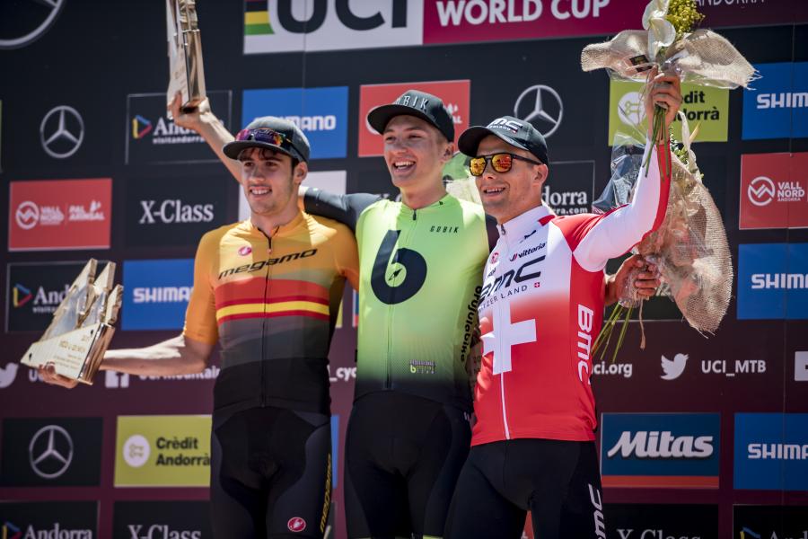 Andorra - Vallnord, 07.07.2019 UCI MTB WORLD CUP (U23) Ceremony: Filippo Colombo (bronze medal)