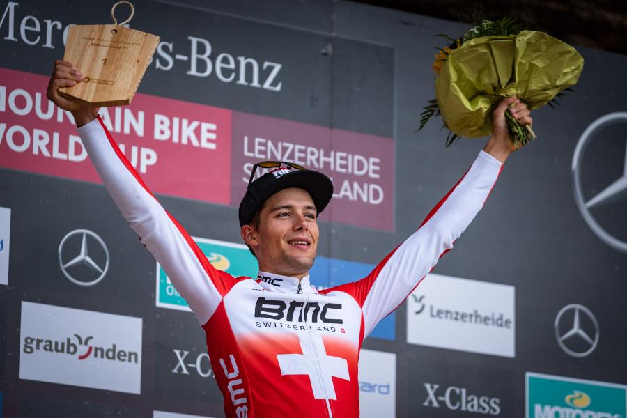 Switzerland - Lenzerheide, 11.08.2019 UCI MTB WORLD CUP (U23) 
Ceremony: Filippo Colombo (golden medal)